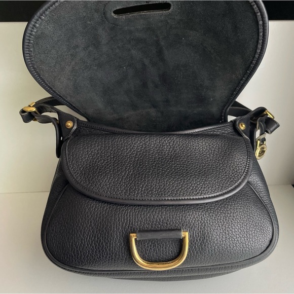 Dooney and Bourke black leather horseshoe saddle bag awl - Picture 11 of 16